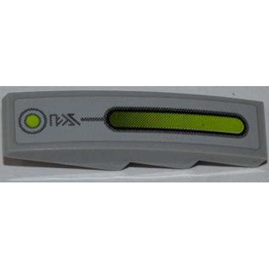 Slope, Curved 4 x 1 with Lime Light Bar and Dot and Alien Characters Pattern (Sticker) - Set 7067