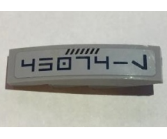 Slope, Curved 4 x 1 with Dark Blue Aurebesh '45074-L' Pattern Model Left Side (Sticker) - Set 75046