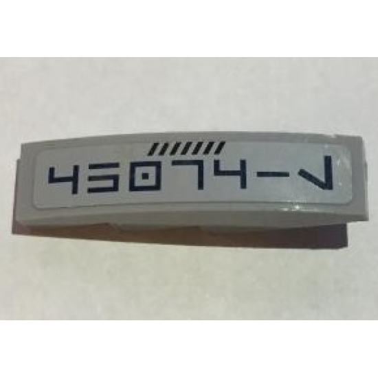 Slope, Curved 4 x 1 with Dark Blue Aurebesh '45074-L' Pattern Model Left Side (Sticker) - Set 75046