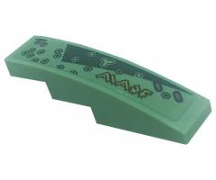 Slope, Curved 4 x 1 with Dark Green Triangle, Hexagons and Gold Ninjago Logogram 'L71745' Pattern Model Left Side (Sticker) - Set 71745