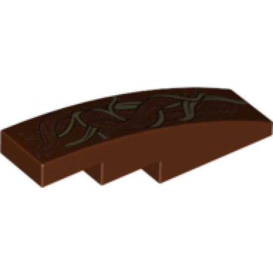 Slope, Curved 4 x 1 with Gold Entwined Vines Pattern