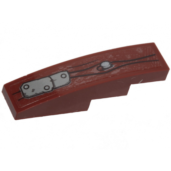 Slope, Curved 4 x 1 with Wood Grain, Metal Plates and Silver Nails Pattern (Sticker) - Set 70419