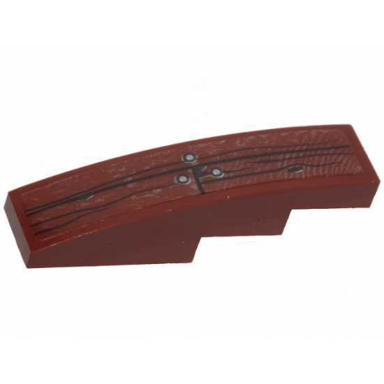Slope, Curved 4 x 1 with Wood Grain and 3 Silver Nails Pattern (Sticker) - Set 70419