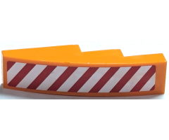 Slope, Curved 4 x 1 with Red and White Danger Stripes Pattern Left Side (Sticker) - Set 7642