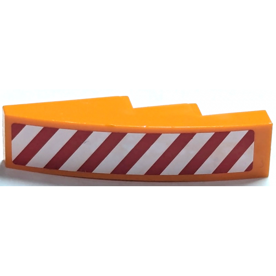 Slope, Curved 4 x 1 with Red and White Danger Stripes Pattern Left Side (Sticker) - Set 7642