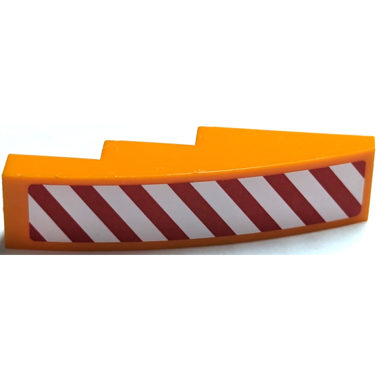 Slope, Curved 4 x 1 with Red and White Danger Stripes Pattern Right Side (Sticker) - Set 7642