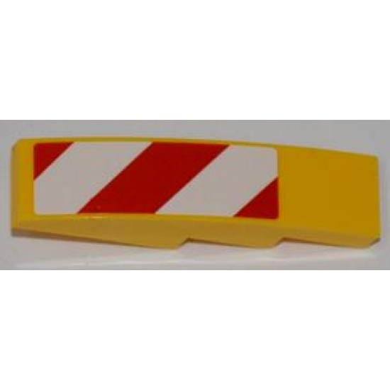 Slope, Curved 4 x 1 with Large Red and White Danger Stripes Pattern (Small Red Corners) Model Left Side (Sticker) - Set 7746