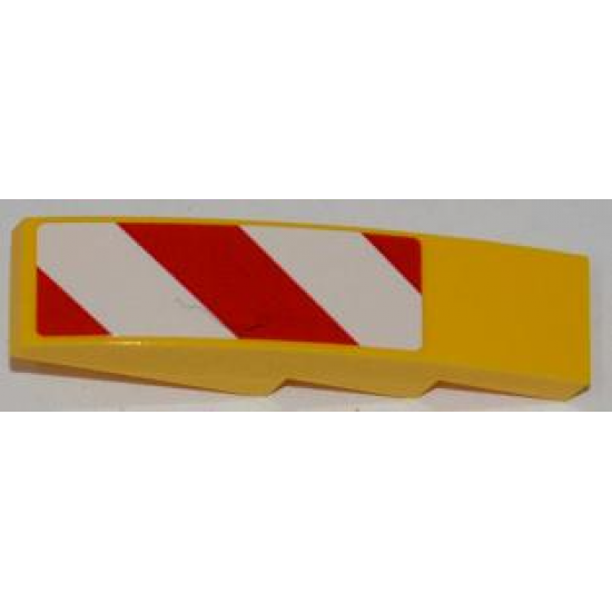 Slope, Curved 4 x 1 with Large Red and White Danger Stripes Pattern (Small Red Corners) Model Right Side (Sticker) - Set 7746