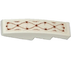 Slope, Curved 4 x 1 with Dark Orange Crisscross Swirls and Stars Pattern (Sticker) - Set 70143