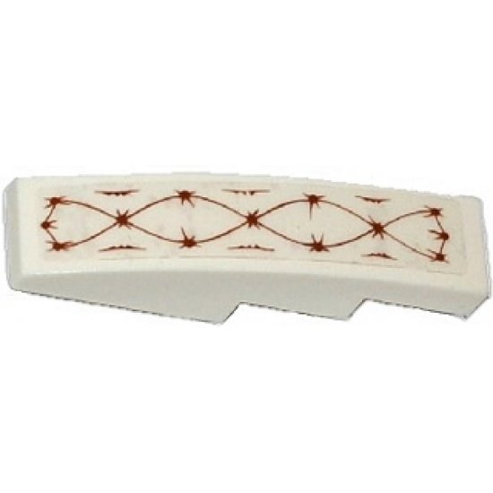 Slope, Curved 4 x 1 with Dark Orange Crisscross Swirls and Stars Pattern (Sticker) - Set 70143