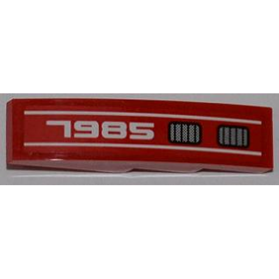 Slope, Curved 4 x 1 with White '7985' and Double Grille Pattern Model Right (Sticker) - Set 7985