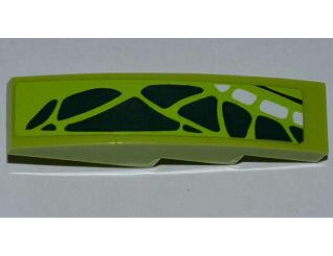 Slope, Curved 4 x 1 with Dark Green and White Scales Pattern Model Right (Sticker) - Set 9445