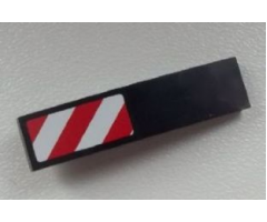 Slope, Curved 4 x 1 with Large Red and White Danger Stripes Pattern (Large Red Corners) Model Left Side (Sticker) - Set 60026
