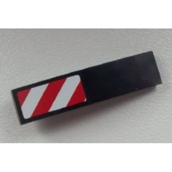 Slope, Curved 4 x 1 with Large Red and White Danger Stripes Pattern (Large Red Corners) Model Left Side (Sticker) - Set 60026