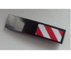 Slope, Curved 4 x 1 with Large Red and White Danger Stripes Pattern (Large Red Corners) Model Right Side (Sticker) - Set 60026