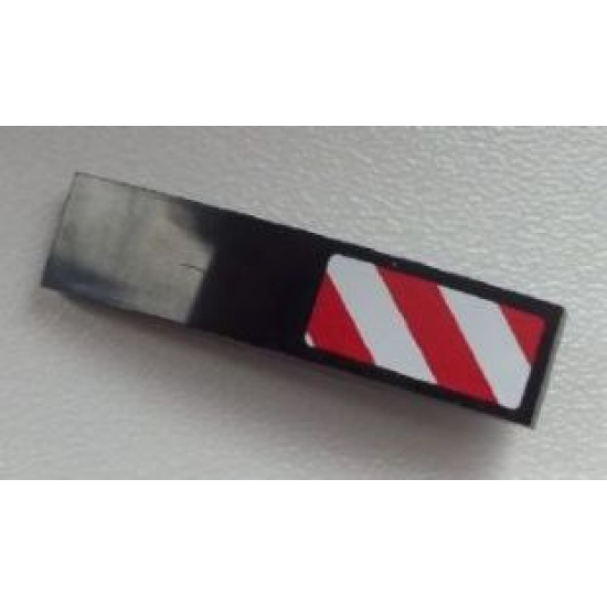 Slope, Curved 4 x 1 with Large Red and White Danger Stripes Pattern (Large Red Corners) Model Right Side (Sticker) - Set 60026