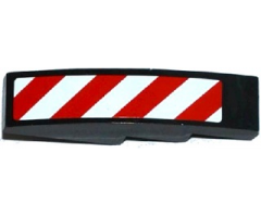 Slope, Curved 4 x 1 with Red and White Danger Stripes Thin Pattern (White Corners) Model Right Side (Sticker) - Set 60075