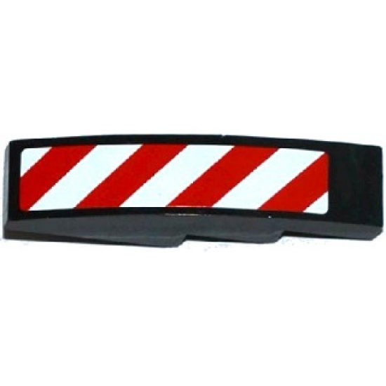 Slope, Curved 4 x 1 with Red and White Danger Stripes Thin Pattern (White Corners) Model Right Side (Sticker) - Set 60075