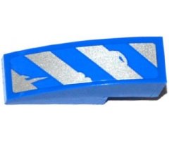 Slope, Curved 3 x 1 with Worn Blue and Silver Danger Stripes Pattern Model Left Side (Sticker) - Set 75918