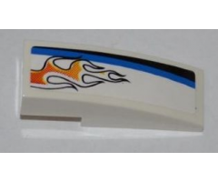 Slope, Curved 3 x 1 with Black and Blue Lines and Orange Flames Pattern Model Right Side (Sticker) - Set 8221