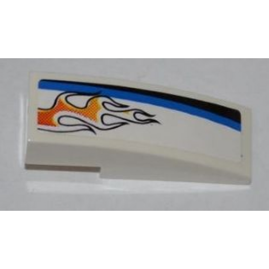 Slope, Curved 3 x 1 with Black and Blue Lines and Orange Flames Pattern Model Right Side (Sticker) - Set 8221