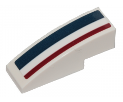 Slope, Curved 3 x 1 with Dark Blue, White, and Dark Red Stripes Pattern Left (Sticker) - Sets 75205 / 75290