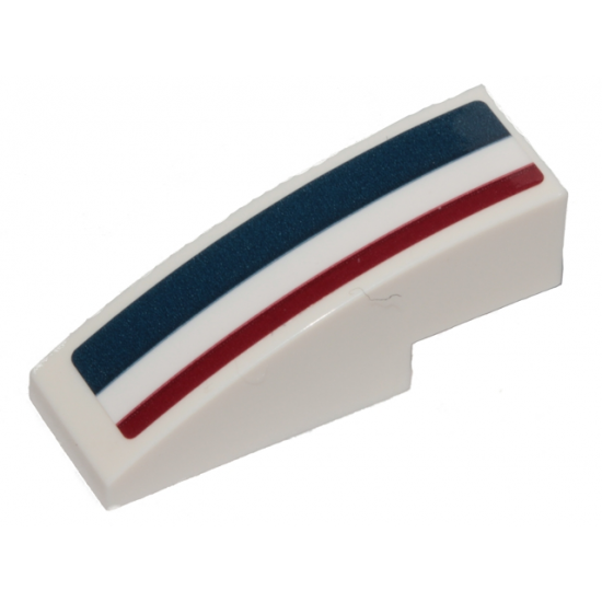 Slope, Curved 3 x 1 with Dark Blue, White, and Dark Red Stripes Pattern Left (Sticker) - Sets 75205 / 75290