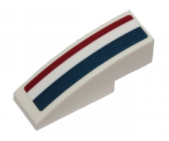 Slope, Curved 3 x 1 with Dark Blue, White, and Dark Red Stripes Pattern Right (Sticker) - Sets 75205 / 75290