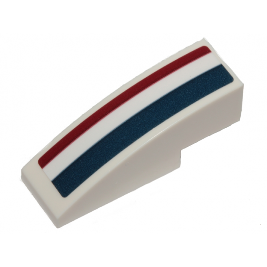 Slope, Curved 3 x 1 with Dark Blue, White, and Dark Red Stripes Pattern Right (Sticker) - Sets 75205 / 75290