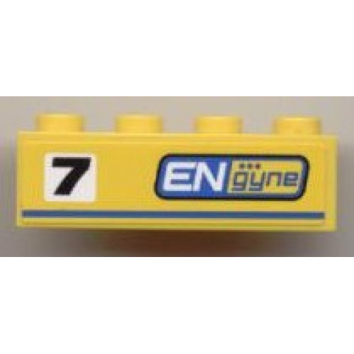 Brick 1 x 4 with Black '7' and 'ENgyne' Pattern Model Right side (Sticker) - Set 8124