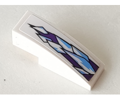 Slope, Curved 3 x 1 with Medium Blue and White Ice Crystals on Dark Purple Background Pattern (Sticker) - Set 9445