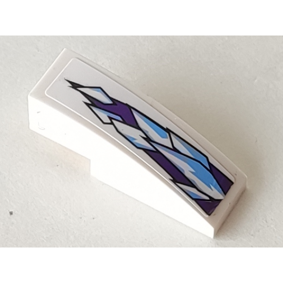 Slope, Curved 3 x 1 with Medium Blue and White Ice Crystals on Dark Purple Background Pattern (Sticker) - Set 9445