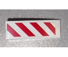 Slope, Curved 3 x 1 with Red and White Danger Stripes Pattern Model Right Side (Sticker) - Set 60003