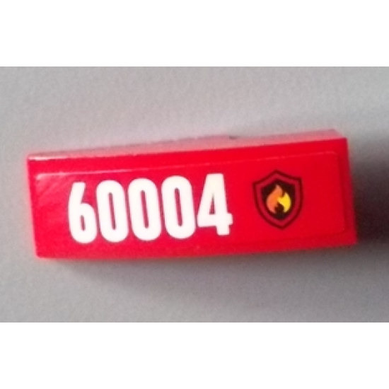 Slope, Curved 3 x 1 with Black and Yellow Fire Logo Badge and '60004' Pattern Model Right Side (Sticker) - Set 60004