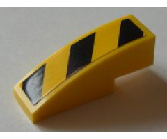 Slope, Curved 3 x 1 with Black and Yellow Danger Stripes Pattern, Model Left (Sticker) - Set 8043