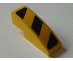 Slope, Curved 3 x 1 with Black and Yellow Danger Stripes Pattern, Model Right (Sticker) - Set 8043