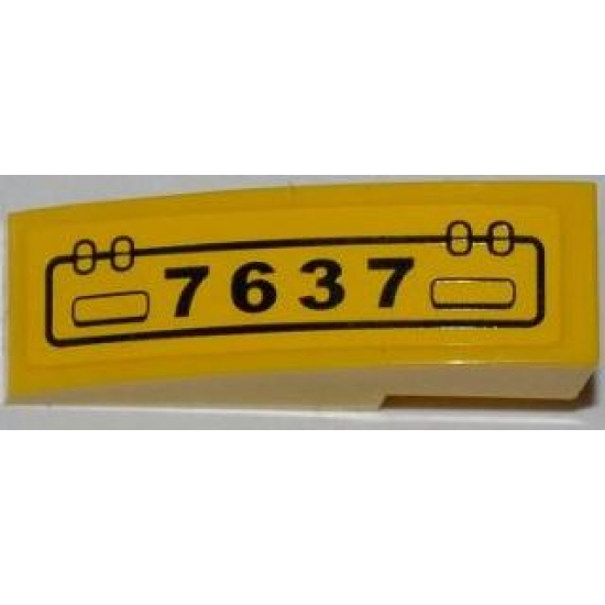 Slope, Curved 3 x 1 with Hatch and '7637' Pattern Model Left Side (Sticker) - Set 7637