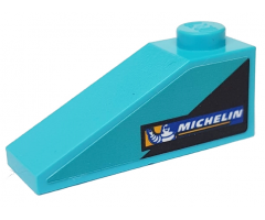 Slope 33 3 x 1 with Black Triangle and Michelin Logo on Medium Azure Background Pattern Model Left Side (Sticker) - Set 76898