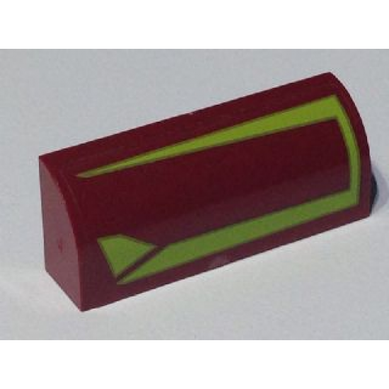 Slope, Curved 1 x 4 x 1 1/3 with Lime Lines Pattern Model Right Side (Sticker) - Set 7751