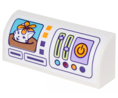 Slope, Curved 1 x 4 x 1 1/3 with Printer Display with Portrait of Cat, Buttons and Slides Pattern (Sticker) - Set 41305