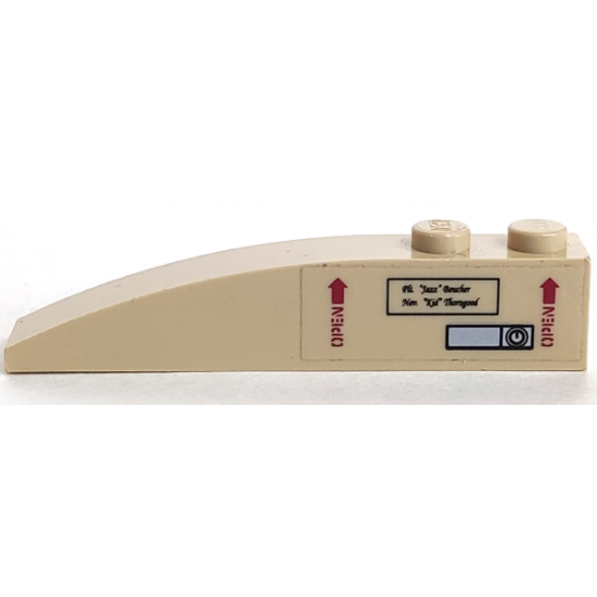 Slope, Curved 6 x 1 with 'OPEN' and Arrows Pattern Left (Sticker) - Sets 7298 / 7477