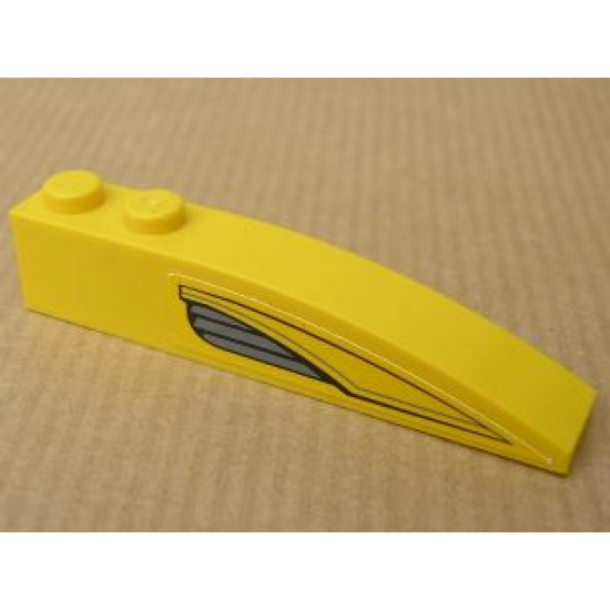 Slope, Curved 6 x 1 with Yellow and Dark Bluish Gray Pattern Left (Sticker) - Set 7044