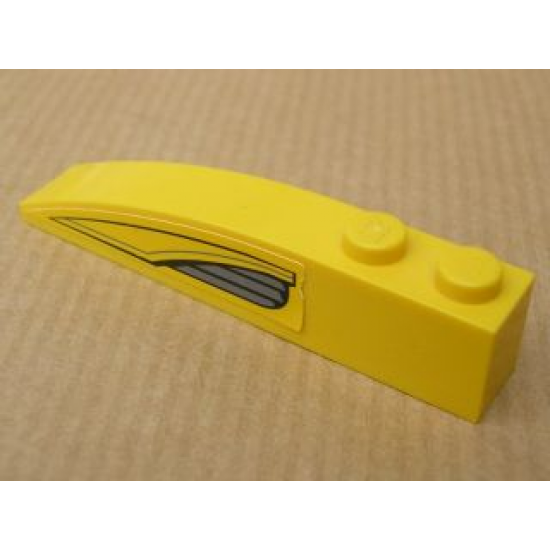 Slope, Curved 6 x 1 with Yellow and Dark Bluish Gray Pattern Right (Sticker) - Set 7044