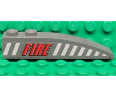 Slope, Curved 6 x 1 with Red 'FIRE' and White Stripes Pattern Model Left Side (Sticker) - Set 7043
