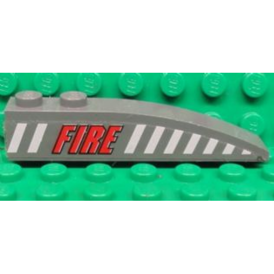 Slope, Curved 6 x 1 with Red 'FIRE' and White Stripes Pattern Model Left Side (Sticker) - Set 7043