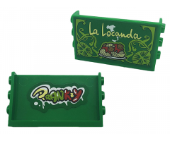 Panel 1 x 6 x 3 with Studs on Sides with Script 'La Locanda', Spaghetti and Meat Balls on Outside / 'PRANKZY' on Inside Pattern (Stickers) - Set 41379