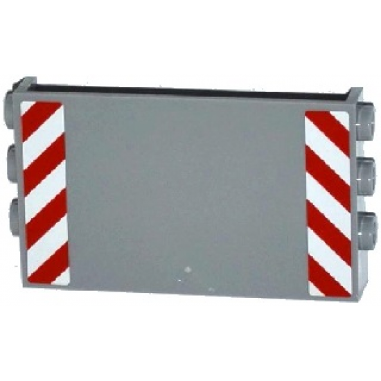Panel 1 x 6 x 3 with Studs on Sides with Red and White Danger Stripes Pattern (Stickers) - Set 60075