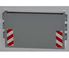 Panel 1 x 6 x 3 with Studs on Sides with Red and White Danger Stripes (White Corners) Half Height Pattern (Stickers) - Set 4434