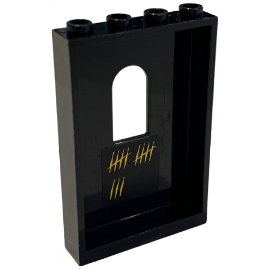 Panel 1 x 4 x 5 with Window with Yellow Tally Marks Pattern on Inside (Sticker) - Set 9450