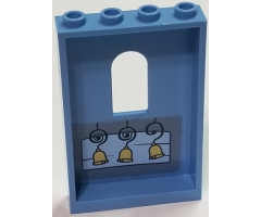Panel 1 x 4 x 5 with Window with Three Hanging Bells on Blue and Gray Background Pattern (Sticker) - Set 41146